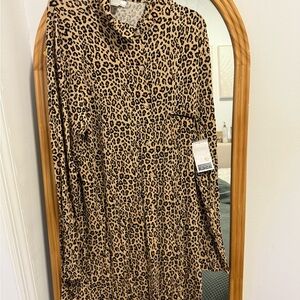 Nordstrom Leopard Print Shirt Dress - Beige & Black